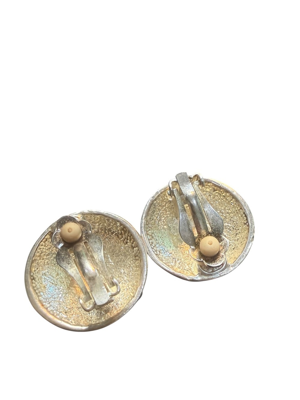 Vintage Celestial Moon Star Rhinestone Dome Earrings Silver Tone Cosmic - Picture 4 of 6